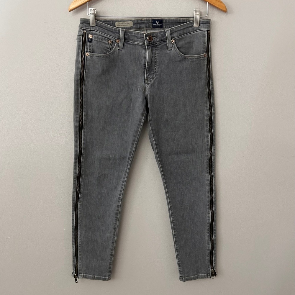 AG Adriano Goldschmied Jeans Camilla Women 29 Gray Super Skinny Ankle Zip‎ USA